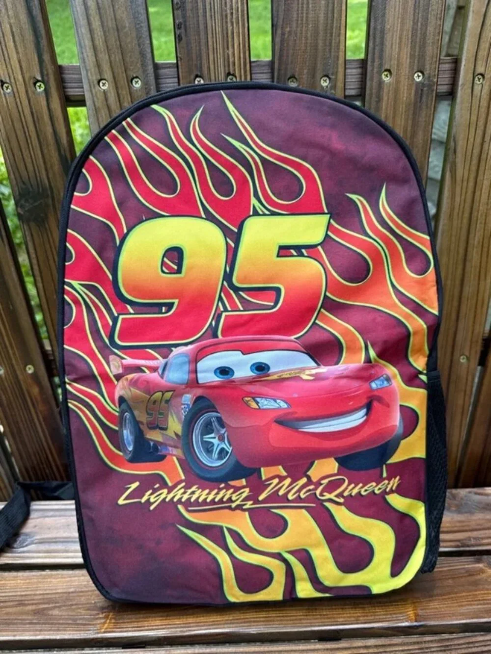 17” Disney Pixar Cars Lightning McQueen Backpack Kids Red Black #95 Bookbag New